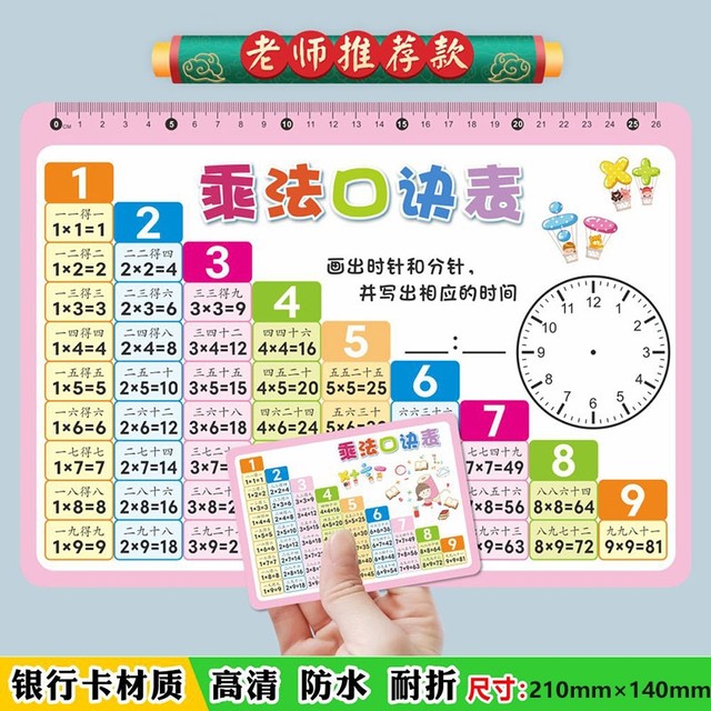 Nine-nine multiplication and division formula table card primary school ...