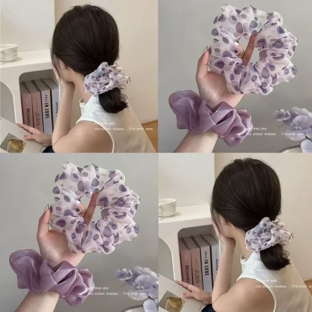 Autumn and winter purple polka dot large intestine hair tie