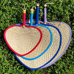 Manufacturer Wholesale Palm Leaf Fan with Embroidered Edges, Hand-Woven Traditional Advertising Fan, Commercial Baby Fan, Small Fan