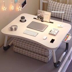 Foldable Table, Small Table for Bed, Dormitory Study Desk, Laptop Table Stand, Lazy Person's Bedroom Bay Window Folding Table