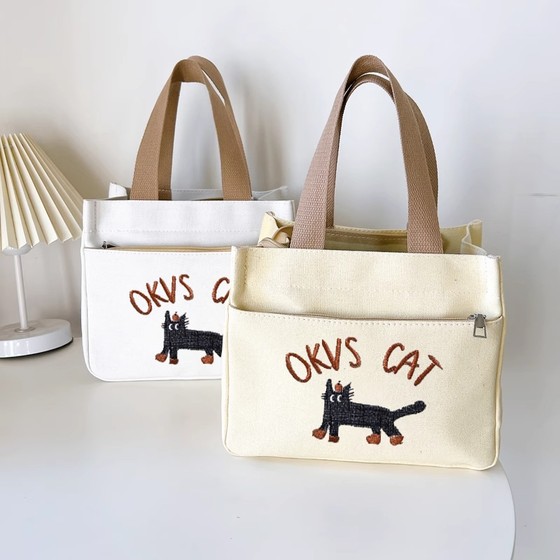 
Canvas handbag, simple, compact, three-dimensional bag with multiple specifications