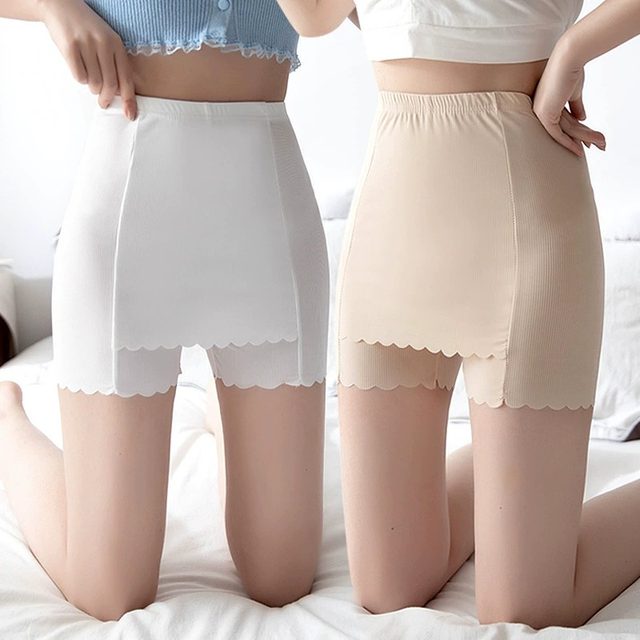 Ruffled Ice Silk Seamless Safety Pants Summer Thin Style Non-Curling