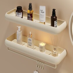 Bathroom Storage Rack, Wall-Mounted, No-Drill Drainage Rack for Toilet, Washroom, and Sink Wall Storage