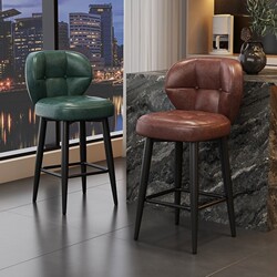 Bar Stool with Swivel Feature for Home Use, Iron Art, 60cm High Stool, Bar Stool with Backrest, Cashier Front Desk Bar Stool