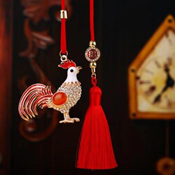 Chinese Style Rooster Car Pendant Interior Hanging Ornament Car Hanging Decoration Rearview Mirror Pendant for Safety and Home Decoration