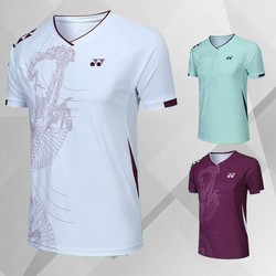 2025 new yy badminton uniforms for men and women short-sleeved suits quick-drying breathable children's shorts competition uniform printing