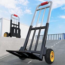 Folding Handcart, Lightweight Portable Trolley, Household Pushcart, Luggage Transport Small Trailer, Sturdy for Moving and Storage