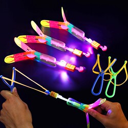 Glowing Slingshot Flying Arrow Children's Bamboo Dragonfly Flying Launcher Outdoor Stall Toy Interactive Non-Toxic Night-Time Use