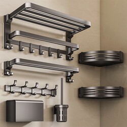 No-Drill Towel Rack Bathroom Storage Rack Towel Bar Bathroom Wall-Mounted Towel Rack Toilet Bathroom Wall