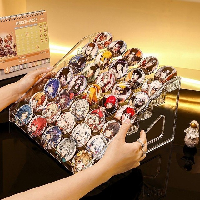 Acrylic Bar Display Stand Millet Desktop Storage Box Ladder Stand Peripheral Badge Storage Rack Figure