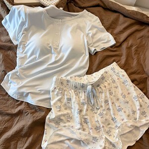 韩系少女带胸垫短袖睡衣女夏季2026新款卡通短裤可外穿家居服套装