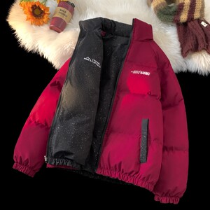 
Outdoor winter thickened warm down jackets for men and women, couples' cotton clothes, loose double-sided bread coats