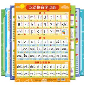 
Chinese Pinyin alphabet wall stickers for young children to connect to first grade initials and rhymes for children to learn artifact literacy