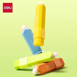 Deli Pen-Shaped Eraser for Elementary School Students, No Residue, Ultra-Clean, Dust-Collecting Eraser, Non-Toxic, Creative and Aesthetically Pleasing for Kindergarten, Art Sketching, Children's Exams, Portable Eraser Stationery