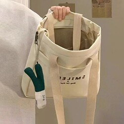 Student College Student Canvas Bag for Class, Women's 2026 New Model, Large Capacity, Casual Versatile Handbag for Commuting Tote