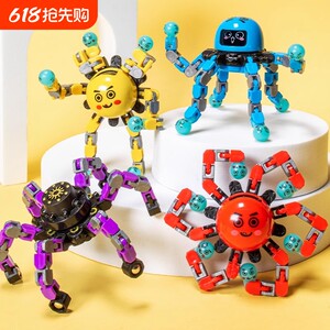 Fingertip gyro toys for children boys rotating between fingers decompression deformation luminous machinery for boys turn around LeBron
