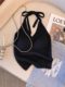 Large size dopamine halter neck small suspender vest for women in spring and summer wear on the seaside and outside. Sweet hot girl base top for women
