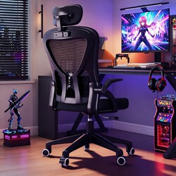 Computer Chair with Backrest, Office Seat, Comfortable for Long Sitting, Home Ergonomic Gaming Office Chair, Adjustable Desk Chair