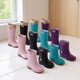 Rain boots for women, high-top non-slip water shoes, women's waterproof shoes, medium-top rain boots, women's adult kitchen cotton warm rubber shoes