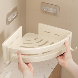 No-Drill Tripod Bathroom Shelf Wall-Mounted Toilet Storage Rack Cream Style Bathroom