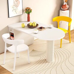 Nordic Light Luxury Dining Table, Cream Style, New Slate Dining Table for Home Use, Minimalist Pure White Dining Table, Exquisite Dining Table Set