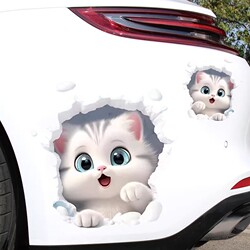 New Style Cute and Quirky White Cat Car Body Windshield Decoration Scratch Cover Sticker for Electric Vehicles and Cars