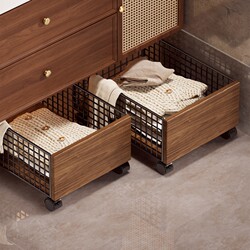 Dirty Laundry Basket, Dirty Clothes Storage Bin, Large Capacity Under-Bathroom Cabinet Rolling Cart with Wheels, Bathroom Laundry Basket