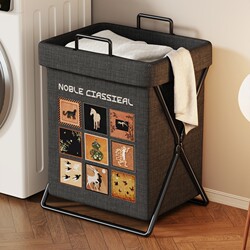 Clothes Storage Basket, Retro Dirty Clothes Basket, Household Dirty Clothes Basket, Bathroom Foldable Laundry Basket for Dirty Clothes