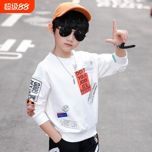 
Boys long-sleeved T-shirt pure cotton 2025 new children's top medium-sized children's plus velvet sweatshirt loose integrated velvet printing
