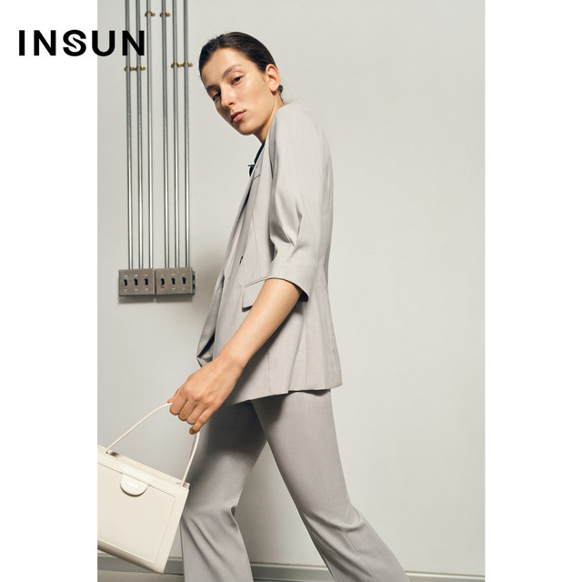 Insun Enshang Summer Seven -point sleeve double -breasted thin suit ...