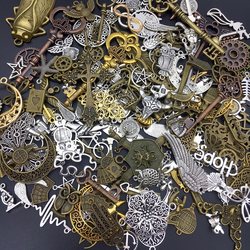 50g Mixed Style Handmade DIY Alloy Jewelry Accessories Steampunk Pendant Making by the Pound Student Graduation Project Work