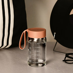 High Borosilicate Glass Cup for Women, Heat-Resistant, Portable Water Cup, Stylish with Lid, Transparent with Scale, Suitable for Soy Milk and Milk, with Handle