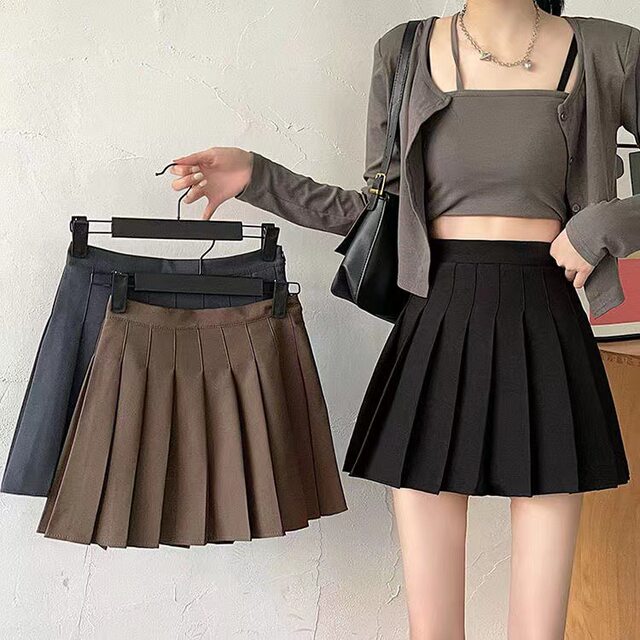 Safety pants+zipper+button pleated skirt jk uniform Korean version of fashion student skirt wild skirt short skirt
