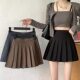 Safety pants+zipper+button pleated skirt jk uniform Korean version of fashion student skirt wild skirt short skirt

