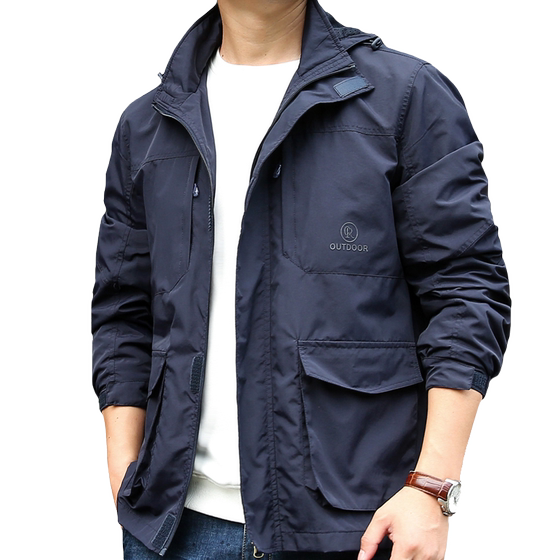 
Spring and Autumn Jacket Men's Outdoor Quick-drying Multi-Pocket Jacket Loose Large Size Windproof Casual Sports Top Workwear Jacket