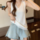 Outer V-neck suspender women's large size fat mm loose slim sleeveless top 2024 summer new style inner vest