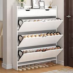 Simple Shoe Rack for Home Use at the Entrance, Indoor, Aesthetically Pleasing, Dustproof, Storage Solution, Ultra-Thin, Flip-Top, Trendy Shoe Cabinet, 17cm Extremely Narrow