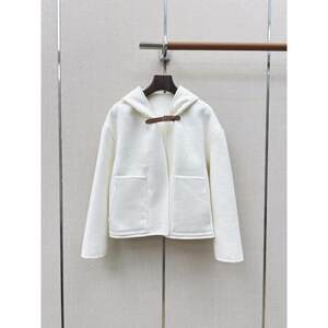 Luxurious high-end stand-collar buttoned hooded reversible jacket
