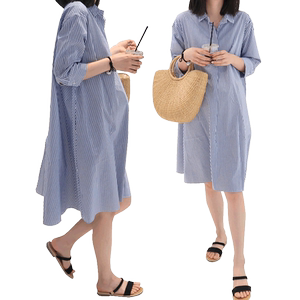 
Maternity dress fashionable loose large size A version long over-the-knee shirt dress long skirt maternity dress spring and summer dress