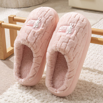 
Cotton slippers for women autumn and winter 2025 new indoor home non-slip household plush confinement shoes women's winter