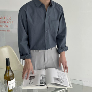 
MRCYC shirt men's long-sleeved spring and autumn Korean loose trendy non-iron solid color inner wear casual cotton linen shirt