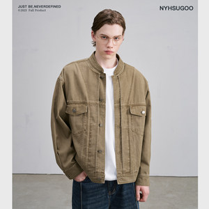 
NYHSUGOO/Nan Yeqiu 100% Cotton Unique Double-Layer Collar Denim Jacket Fried Salt Process 3800 Men's Jacket