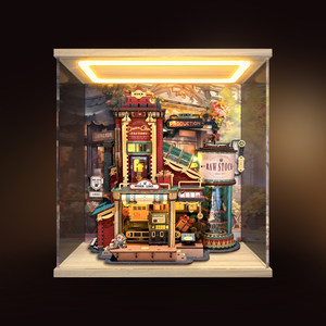 
Suitable for Ruoke gift factory handmade DIY assembled ornaments, round lamp, acrylic display cabinet, hand-made dust cover