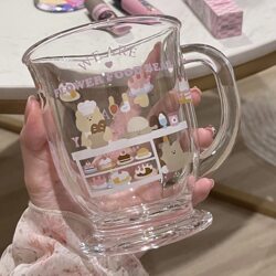 Cute Cartoon Glass Cup Large Capacity Water Cup 2024 New Model Women's Cup Office Home Milk Cup Bubble Tea Cup