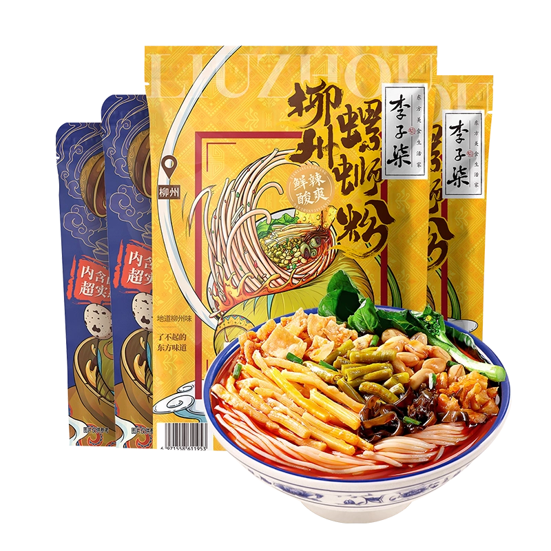 李子柒螺螄粉柳州螺獅粉4袋288g爆椒280g*1