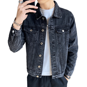 Spring and autumn black denim jacket men Korean version spring men lapel jacket retro short denim clothes trendy
