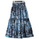 Sweet and elegant 2023 summer new style wood earrings big hem skirt printed mid-length retro beach vacation skirt