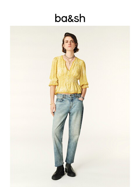 ba/sh spring and summer top French bright lemon yellow sweet French ...