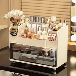 Japanese Imported Cosmetics Storage Box, Desktop High-End Skincare Product Lipstick Compartment Organizer, Dressing Table Storage