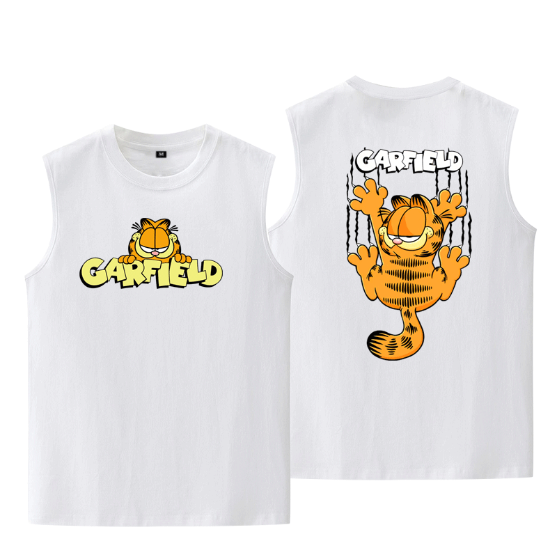 European and American style cartoon Garfield cos vest men's T-shirt women's two-dimensional black round neck anime vest summer clothes